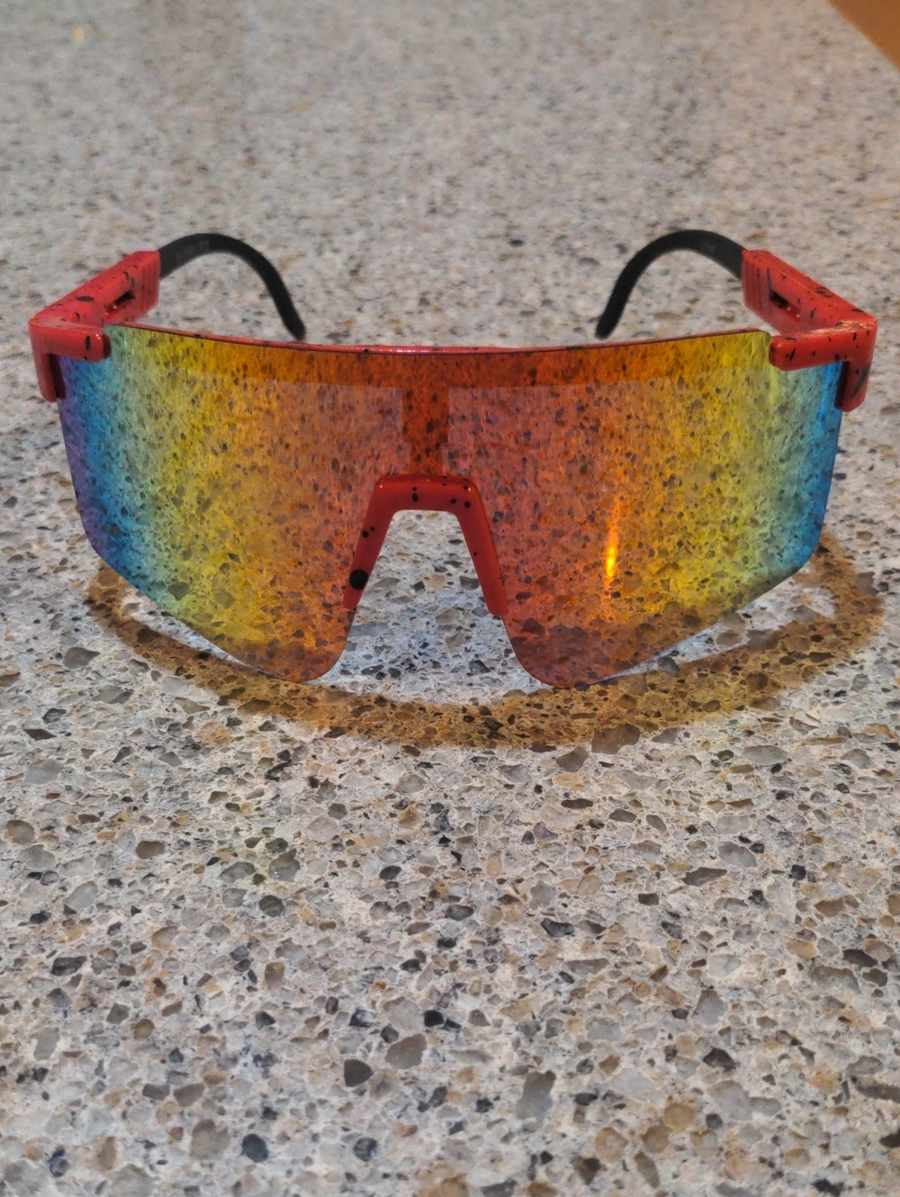 Red Shield Mirror Lens Sport Sunglasses